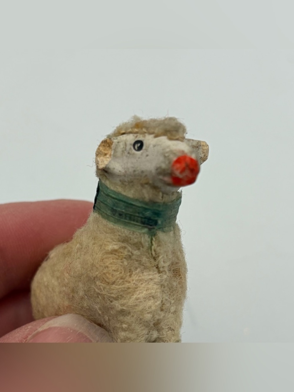 2 Antique German Putz Wooly Sheep Herd Handmade Nativity Primitive Folk Art Pair - Picture 6 of 7